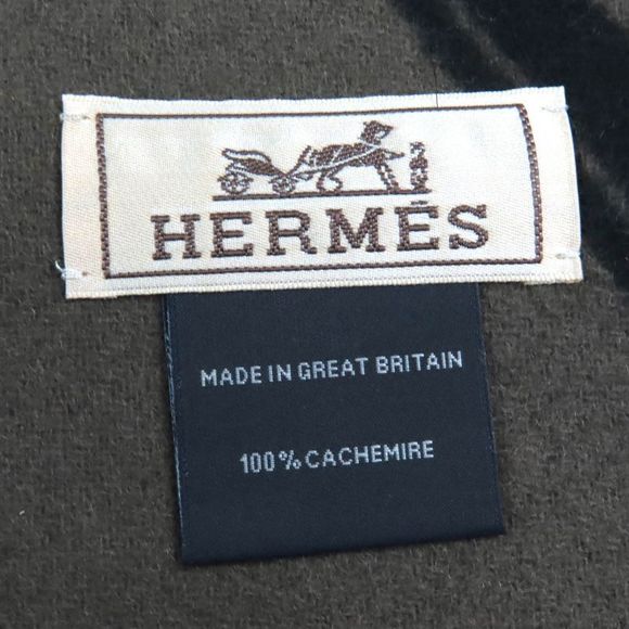 Hermes H394808t Zigzag Sangle 100% Cashmere Shawl Scarf Black Basalt With Box - Picture 7 of 10